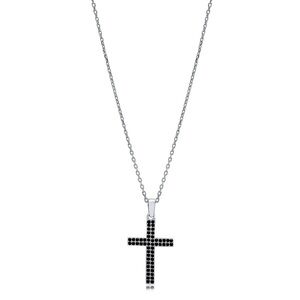 ⛓️🖤 Sterling Silver Black CZ Cross Necklace | Fine Craftsmanship ✨